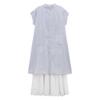 Large size college style sweet stacking suit women's summer 2026 striped shirt dress wide-leg pants skirt two-piece set