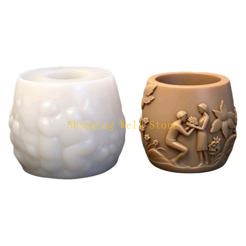 KX4B Нетоксичная Силиконовая Форма для DIY Изготовления Романтичные Рельефные Гипсовые Горшки Безопасно China Mainland