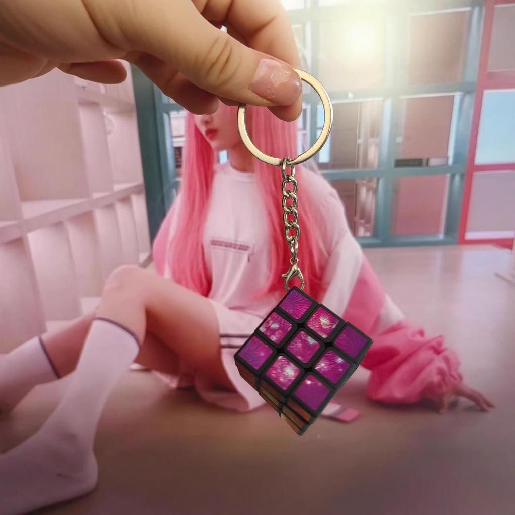 ZCUBE Black Bottom Sticker Style 3-Layer Colorful Magic Cube Toy 3cm Keychain