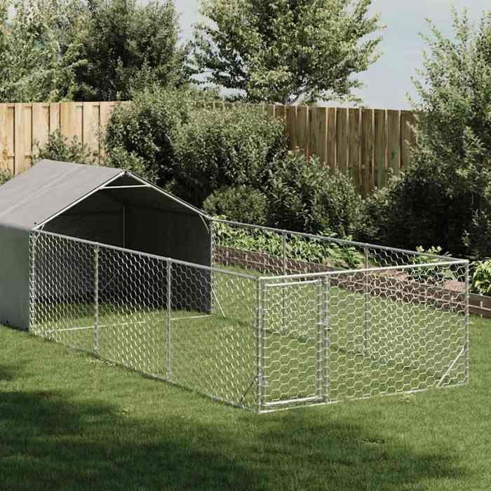 VidaXL Niche d'extérieur pour chien enclos 6x2x1,5 m acier galvanisé, cage de chien d'extérieur, grande cage de chien, niche 3329238