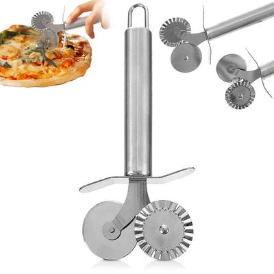 Double Kitchen Wheel for Cutting Slicing Dough Pasta Pierogi