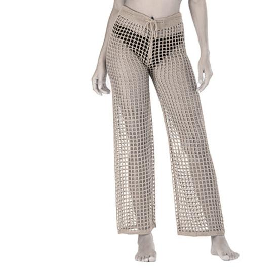 Beach Pants Sexy Hollow Out Polyester Crochet Net Women Cover Up Pants for Vacation