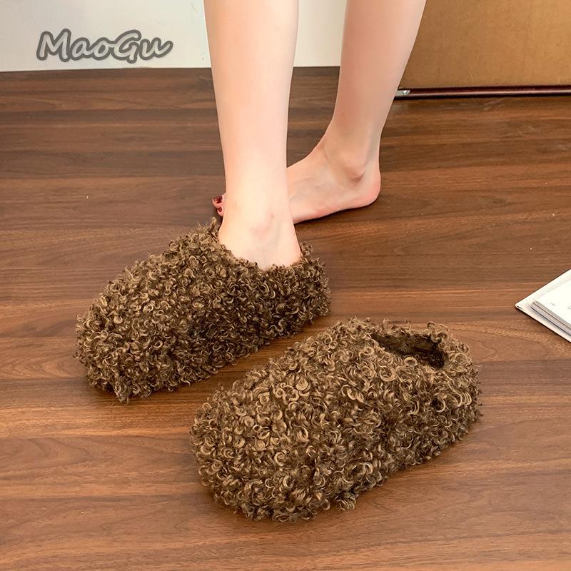 Fashion Autumn Winter 2025 Fashion Women's Shoes Comfortable Plush Velvet Warm Slippers Home Non-slip Lightweight Soft-soled Slippers