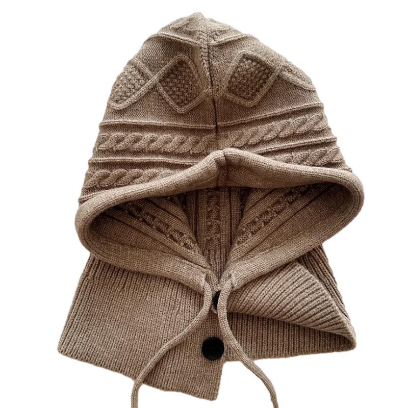 

Модная красная вязаная зимняя шапка в корейском стиле для женщин с защитой ушей Adjustable