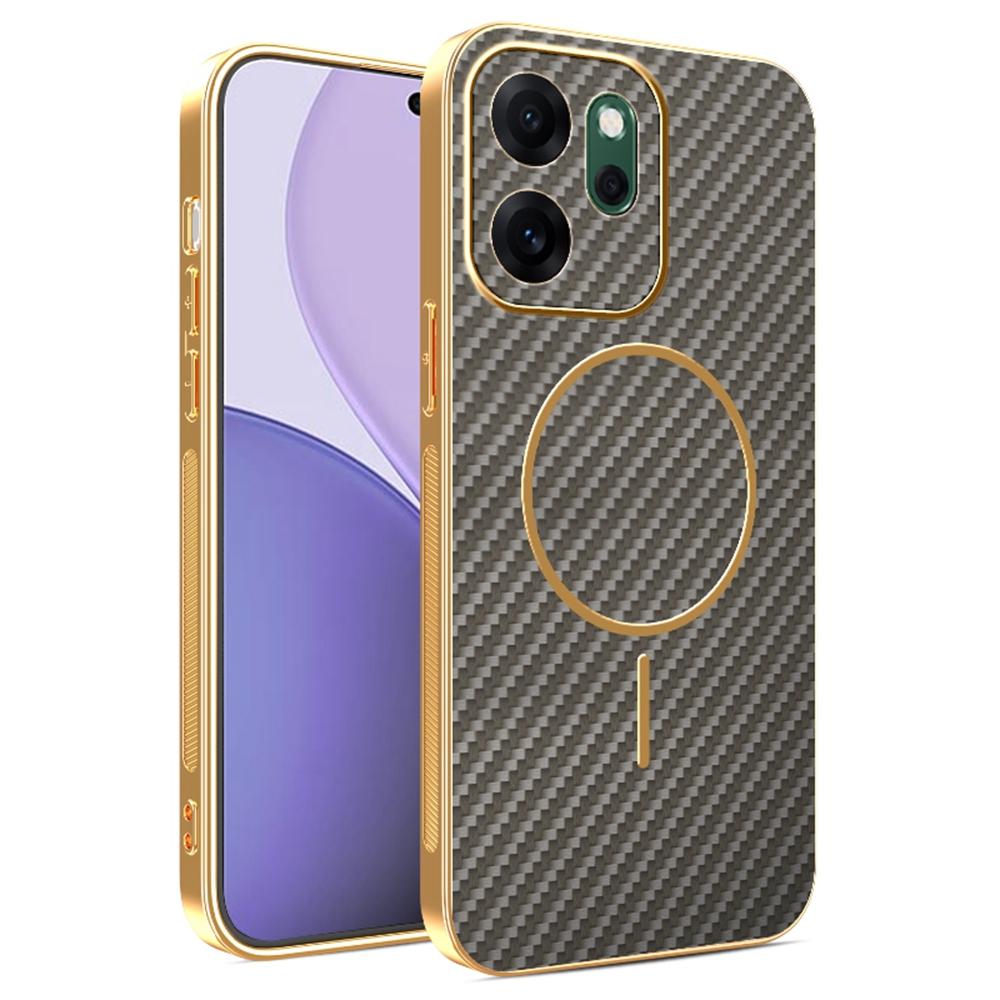 Pro Oppo Reno14 F 5G pouzdro Texturovaný elektroplátovaný TPU zadní kryt z uhlíkových vláken