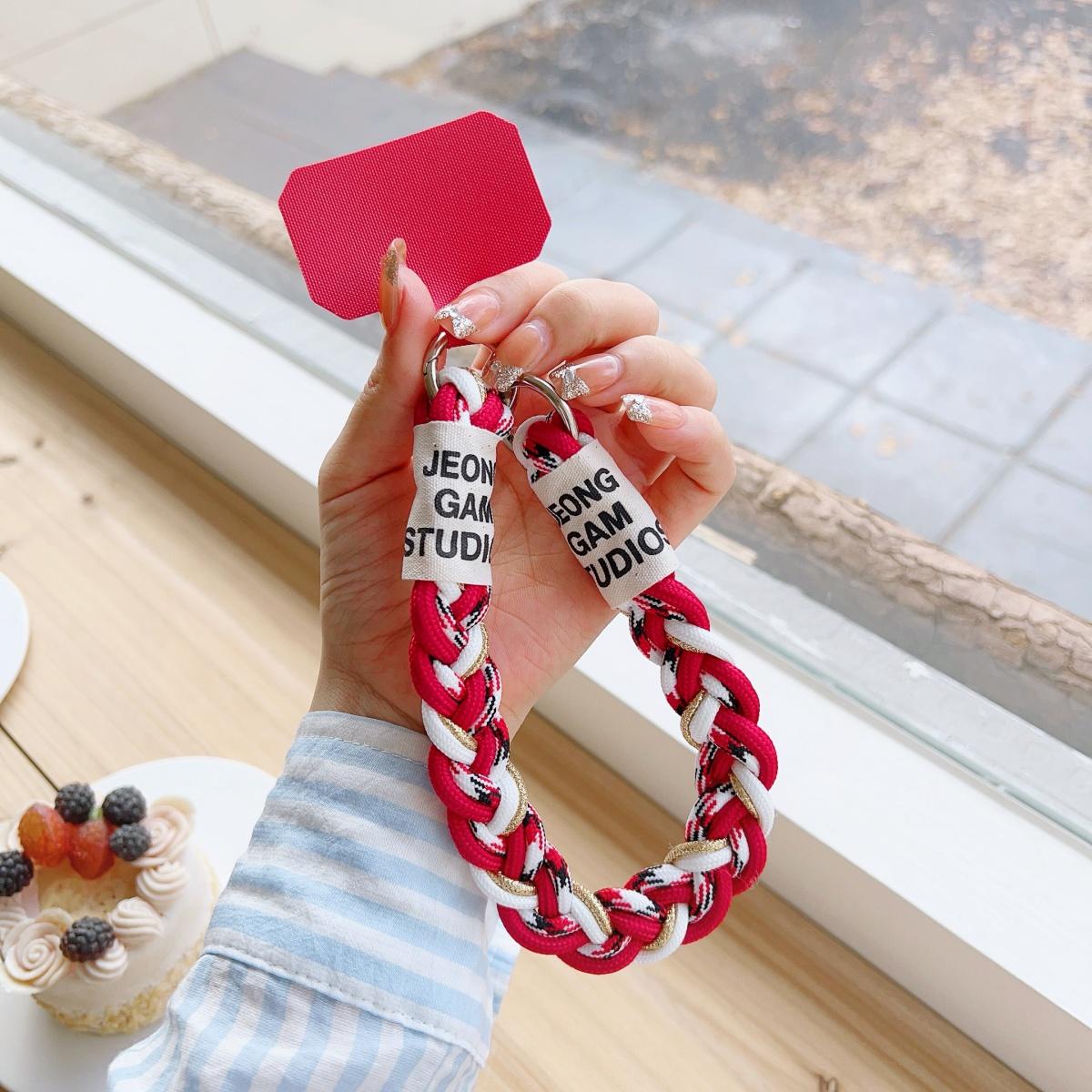 

Cute Coloful Knitted Gold Wire Lanyard Phone Strap Keycord Hanging Trousers Accessories Stylish Anti-loss Keychain Wrist Rope