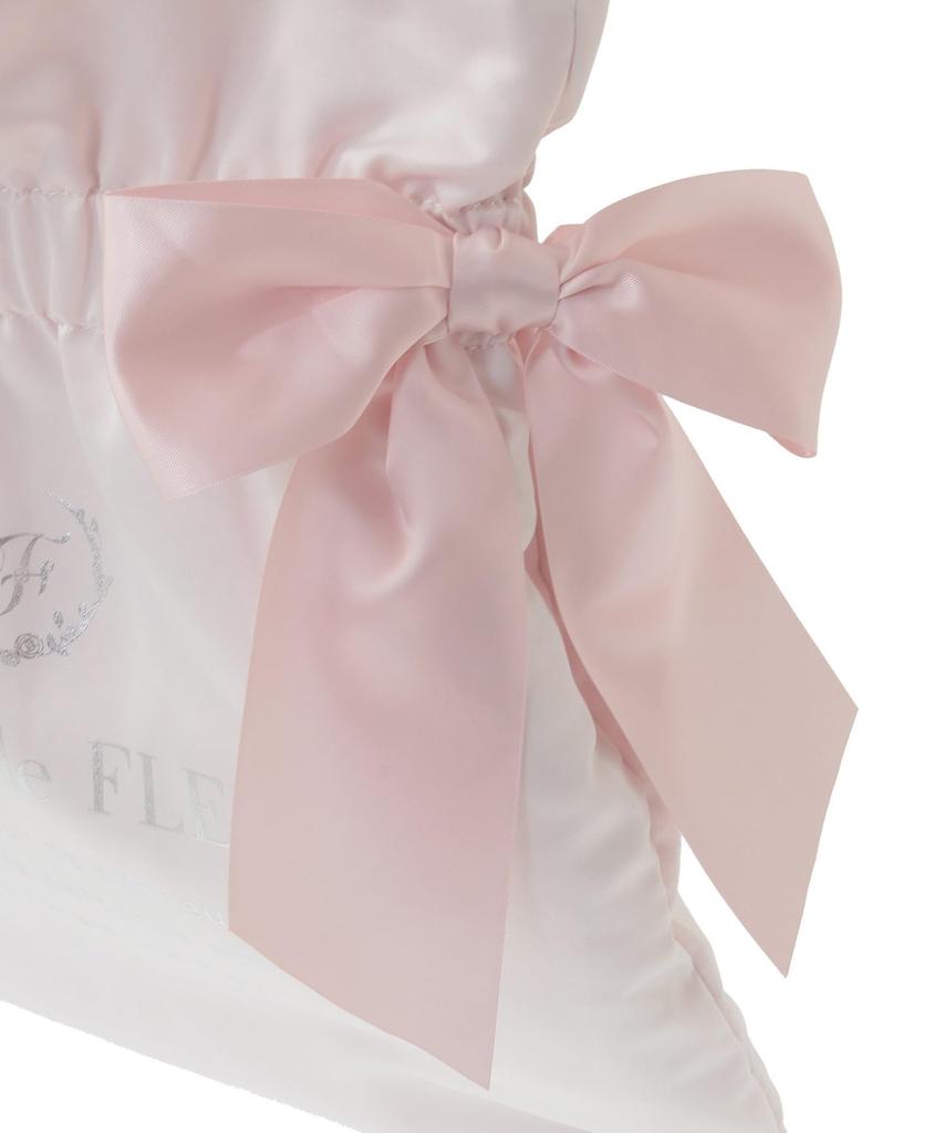 Maison de FLEUR Double Ribbon Gathered Tote Bag, Black, F Tote Bag, 08000792300