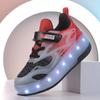Boys Lights Sports Shoes Rubbing Shoes Charging /Disassembling Tow Wheels Slide Shoes LED Kids Glowing Sneakers