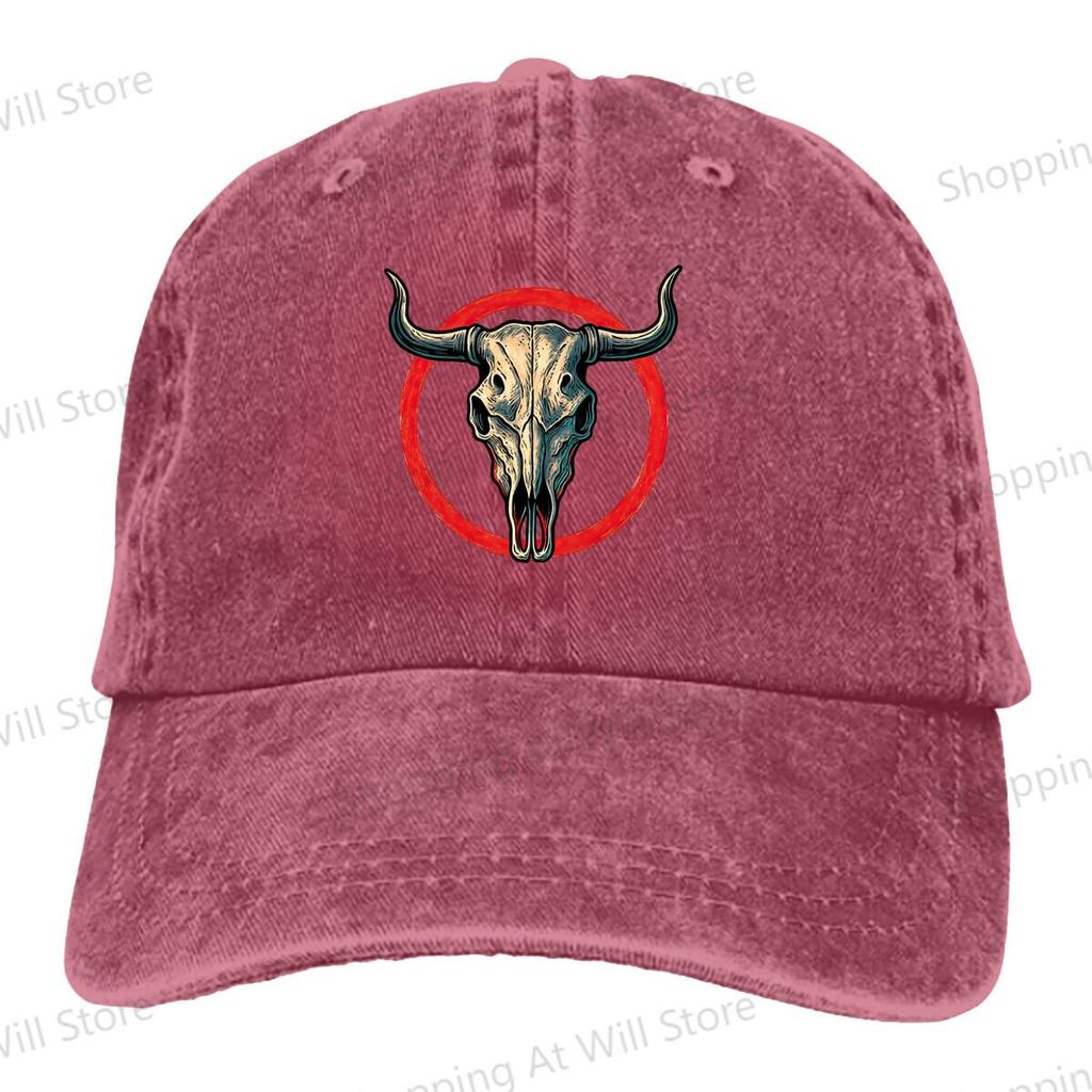 Vintage Cow Skull Baseball Cap Men Women Sun visor Washed Baseball Caps