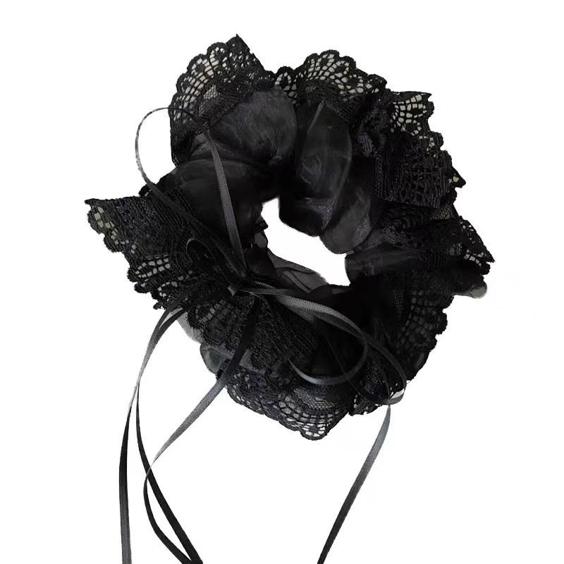 Lace Bow Big Hair Ring Women'S Large Intestine Ring Headband Premium Head Flower Hair Accessories Headgear