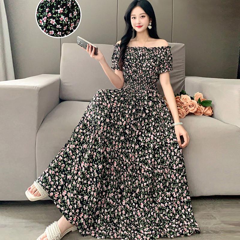 Bohemian Maxi Dress With Elastic Waist For Summer Beach Vacation And Artful Style