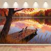 One 2D Flat Image of the Autumn Sunset At the Lakeside Pier, Suitable for Parties, Room Decoration, and Festival Celebrations.