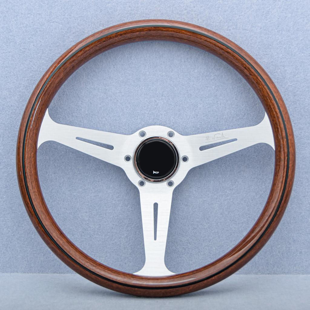 JDM 14inch 358mm Copy Wood Steering Wheel Black Silver Spoke JDM Universal Classic Sports Steering Wheel