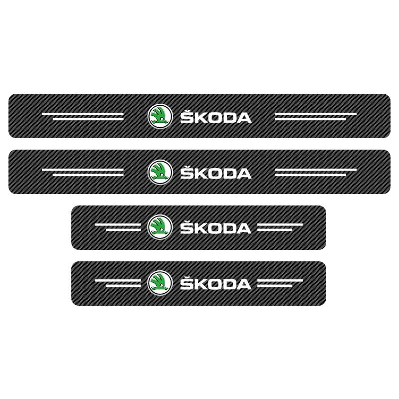 

Car Sticker 2025 Hot 4PCS Carbon Fiber Car Sticker Auto Door Threshold Waterproof Stickers For Skoda Octavia MK2 MK3 2 3 A7 Fabi