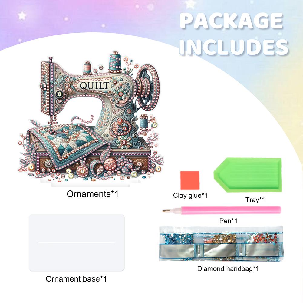 2D/Flat Stitch Machine DIY Table Top Diamond Painting Ornament Kits 5D DIY Diamond Art Tabletop Decorations for Adults Beginner