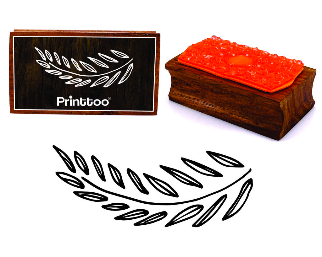 Printtoo Scrap-Booking Leaf Vine Design Rectangular Wooden Rubber Stamp