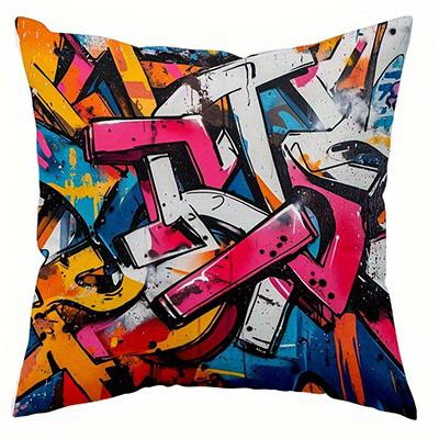 Home Decor Colorful Graffiti-Printed Pillowcases for Decor Pattern Cushion Cover Suitable for Sofa Bedroom Car Pillow Cover