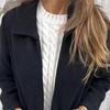 Autumn and Winter New Women's Lapel Solid Color Zipper Pocket Jacket Medium-length Coat