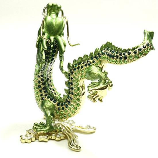 Feng Shui Dragon Riding On Emperor Green Dragon Figurine Glitter Year of the Feng Shui Good Luck Item Wish-Granting Clouds, Dragon, Dragon,