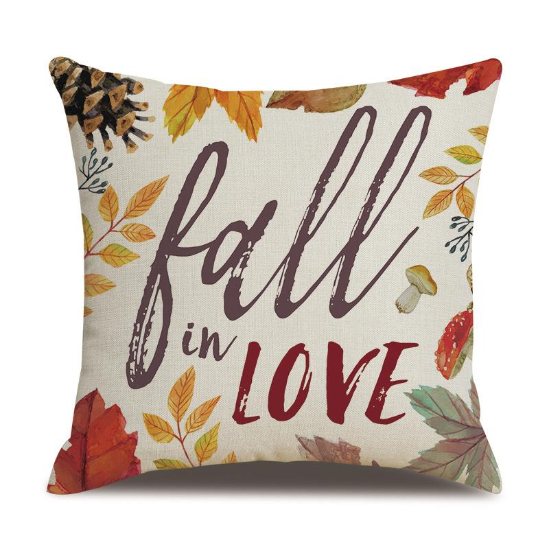 Thanksgiving Linen Pillow Case Autumn Pumpkin Print Supply Pillow Cushion Cover Premium Durable Quality Useful