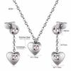 Love Earrings Necklace Set Fashion Sweet Necklace Cut Stainless Steel Jewelry Set Women