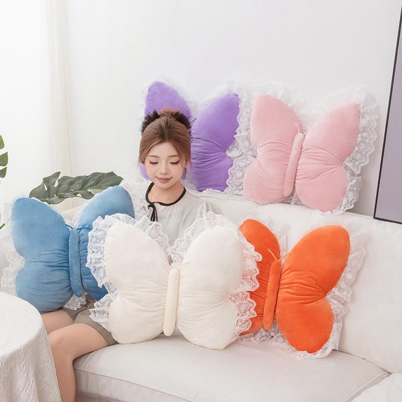 Simulated Lace Butterfly Pillow for Girls' Home Bedroom Sofa Cushion Pillow Sleeping Pillow Ornament