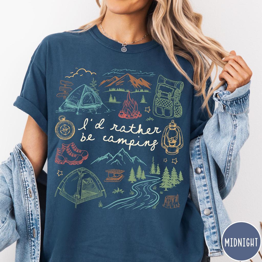 I’d Rather Be Camping T-Shirt, Camping Shirt, Outdoor Shirt, Camper Gift, Hiking Shirt, Nature Lover Gift, Camping Lover Tee