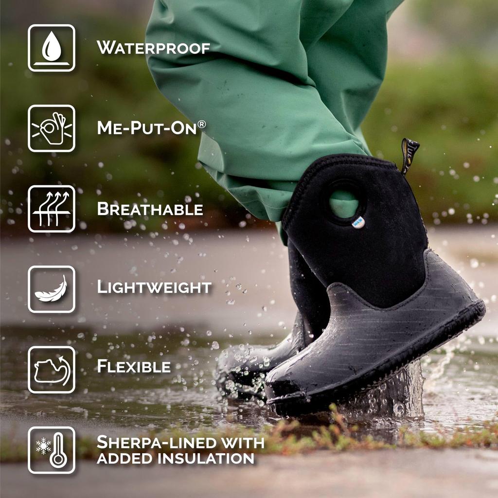 JAN & JUL Waterproof, Insulated, Sherpa-Lined Winter Rain Boots (Black Birch, Size 8, Toddler)