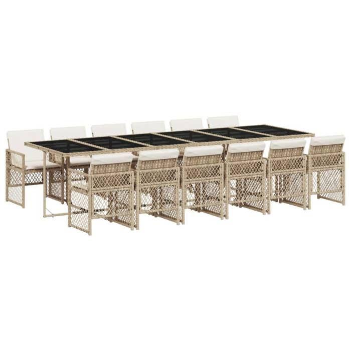 VidaXL Ensemble à manger de jardin et coussins 13 pcs beige 3210766