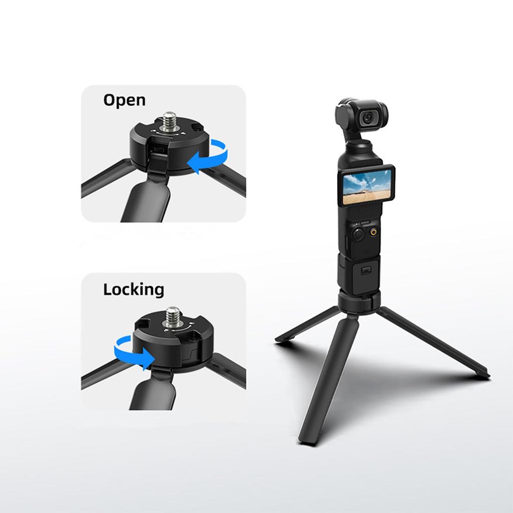 Aluminum Alloy Mini Tripod Gimbal Portable Camera Stand Desktop Bracket Mount Compatible for Action Cameras Digital Cameras 4/3"