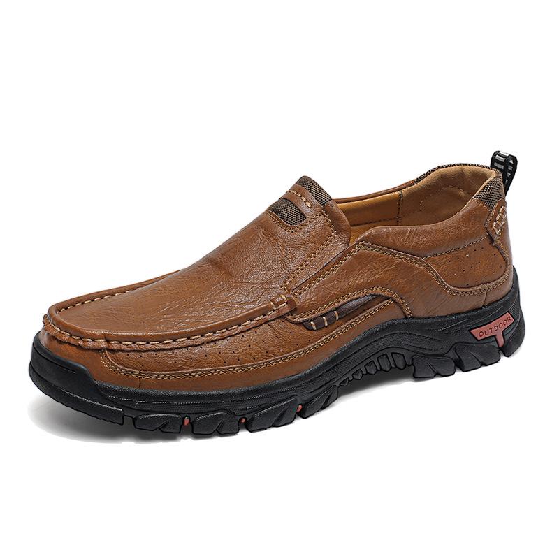 2026 Men's Non-slip Durable Leather Slip-on, Thick Sole Outdoor Work Shoes