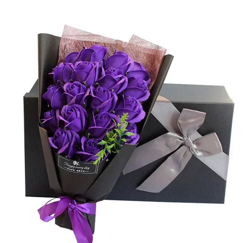 18pcs Romantic Valentine's Day Eternal Flower 18 Soap Rose Bouquet Gift Box Mother's Day Birthday Gift