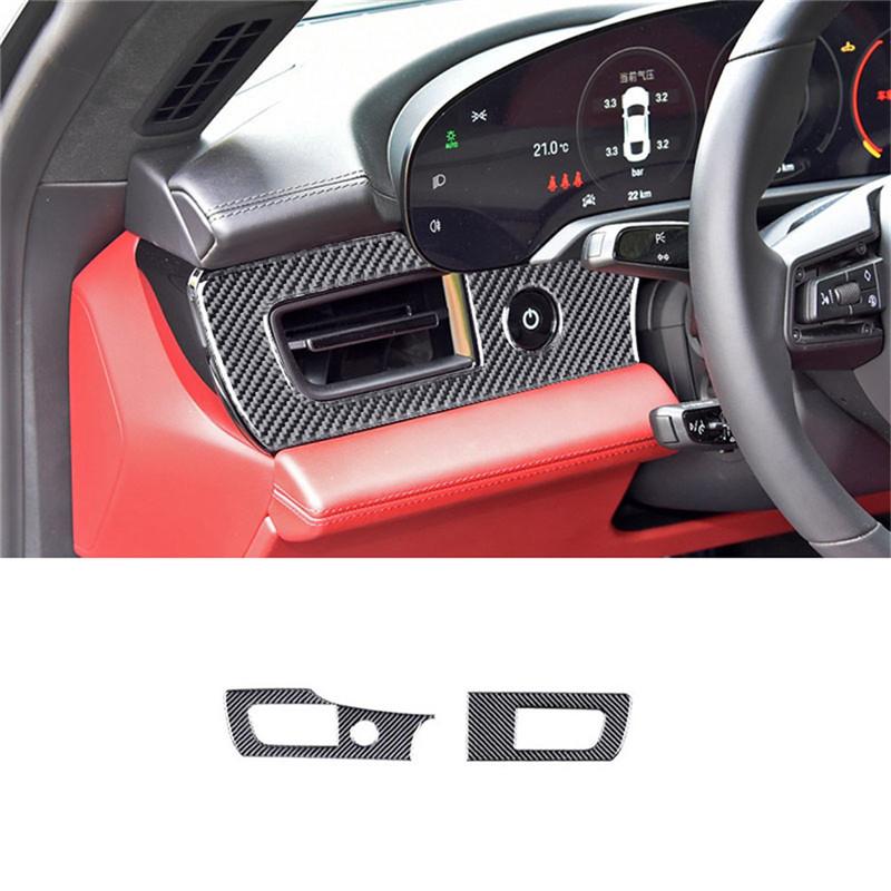 Black Car Interior Decoration Protection Carbon Fiber Sticker For Porsche Taycan 2019-2025 Auto Styling Accessories