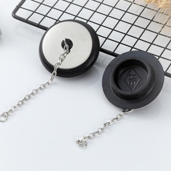 Drain Plug Chain Design Basin Sink Strainer Convenient Effective Sealed Drain Stopper for Home Bathroom