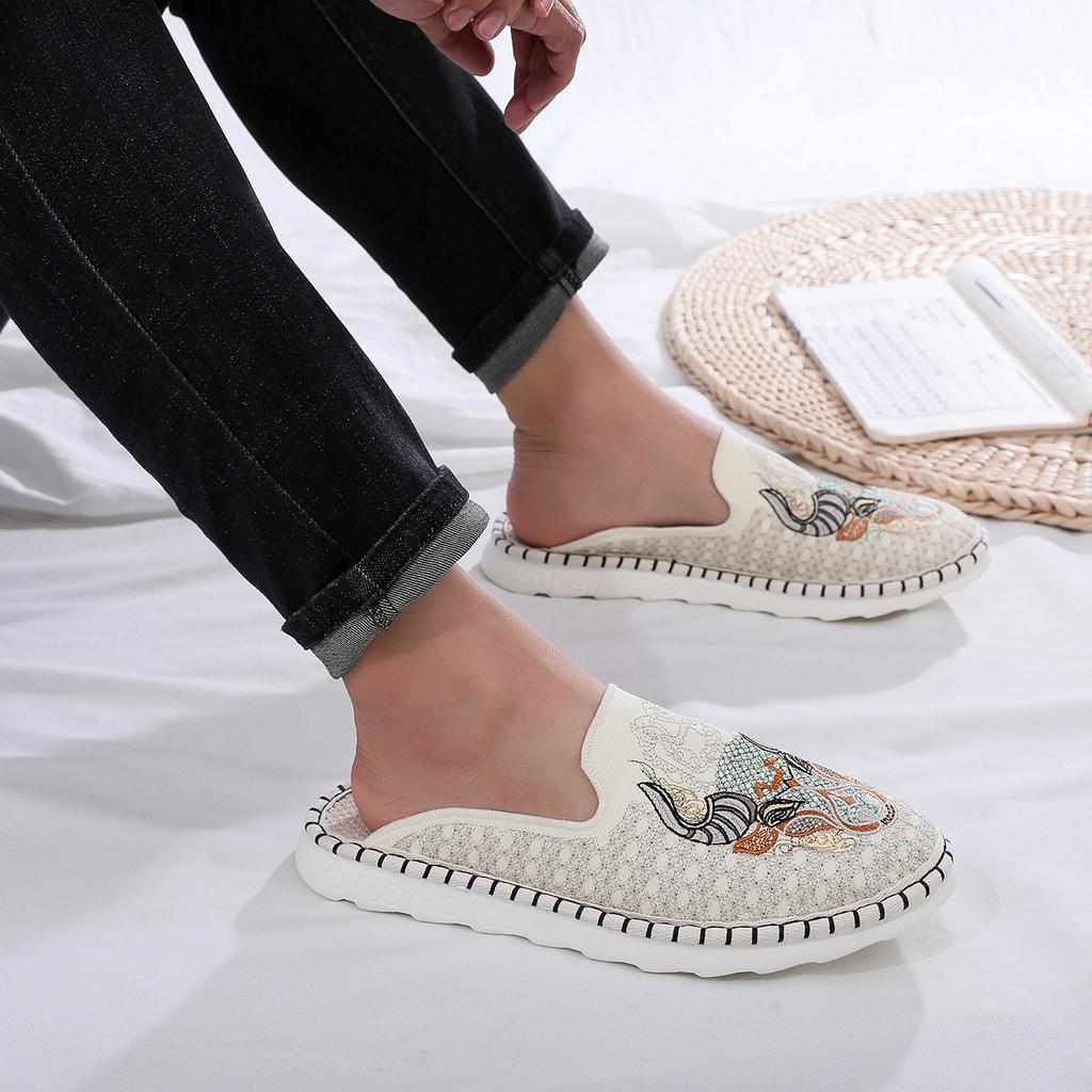 Pánské látkové boty v čínském stylu s výšivkou, vstřikovanou měkkou podrážkou, prodyšné, s výšivkou býčí hlavy