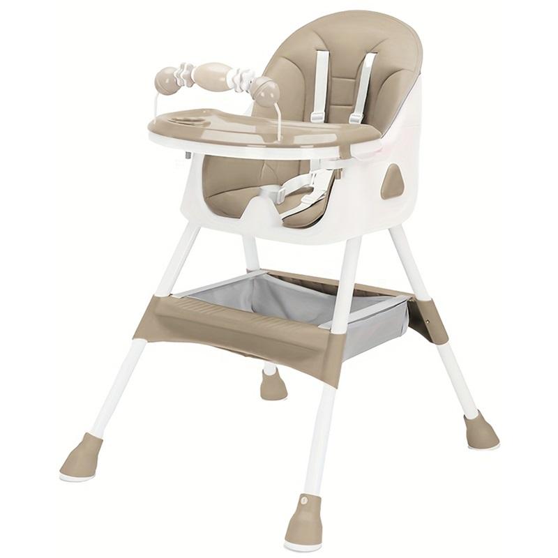 E500 Tragbarer Hochstuhl für Babys – Faltbares Design, Extra-Große Anti-Rutsch-Basis, Abnehmbare Spielzeugstange, Hygienisches Füttern