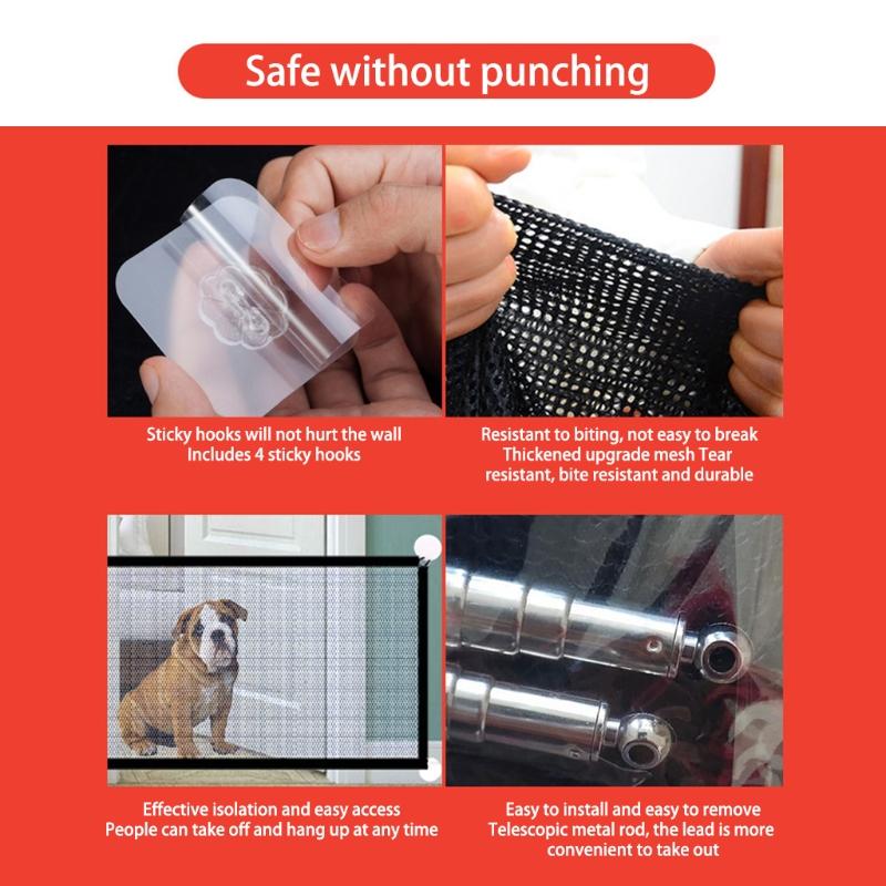 Portable Doorway Mesh Gate Folding Stair Gate Pet Isolation Net Indoor and Outdoor Safety Gate Convenient In and Out