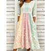 Women's Crew Neck Long Sleeve Loose Fit A-Line Midi Dress Casual 3D Floral Print