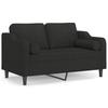 2 Seater Sofa with Decorative Cushions Black 120 Cm Fabric