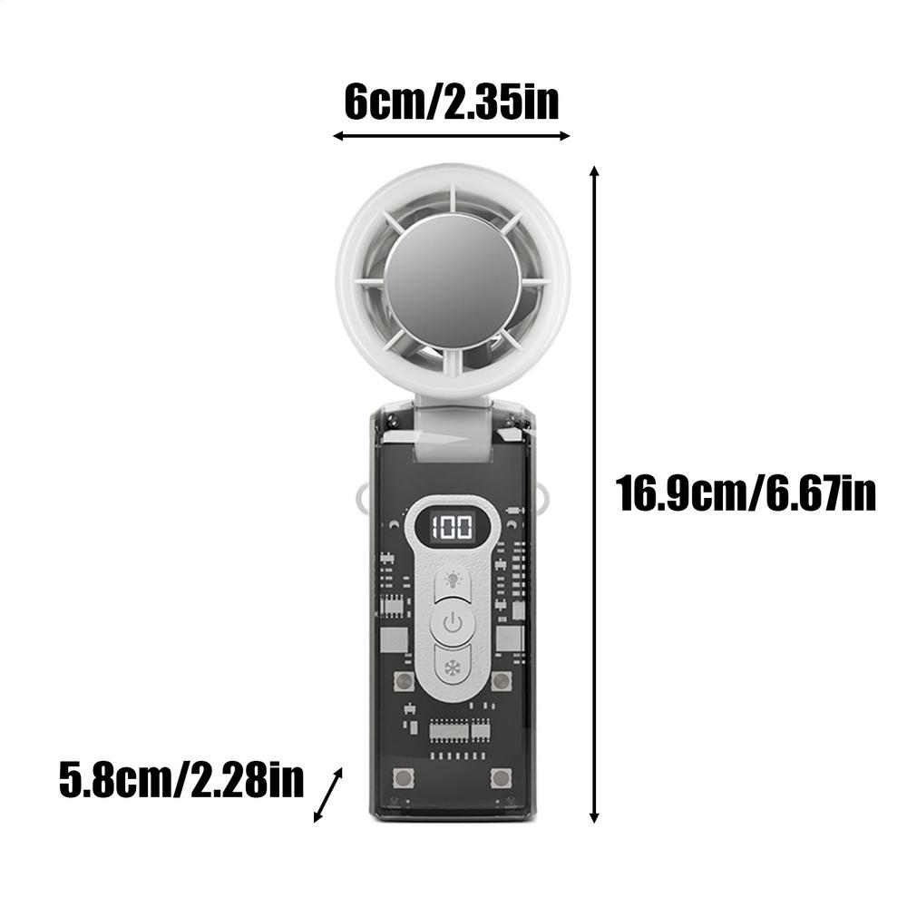 Handheld Fan Rechargeable Personal Fan Handheld With Instant Cooling Plate Cooling Device With LED Light For Workplace Walking