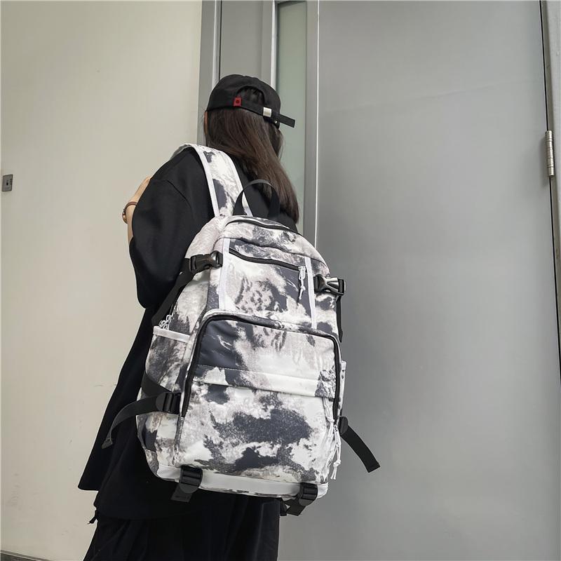 DELIXIONG Nylon Backpack Travel Backpack Regular Unisex Rendering White/Letter Black/Camouflage Black/Shoes White DLX-ON-720