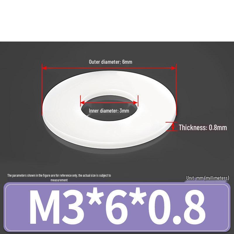 Rondella Piana Isolante in Gomma Nylon Plastica Ultra-Sottile, M3-M24