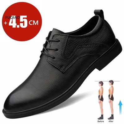 Fashion Genuine Leather Brogues Elevator Men Shoes 4.5CM Height Increase Formal Dress Shoes Business Office Italian Men Designer Shoes