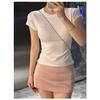 Summer Pure Desire Spice Girl Skinny Bow Embroidered Half Sleeve Top Women's Simple Temperament Fashion T-Shirt