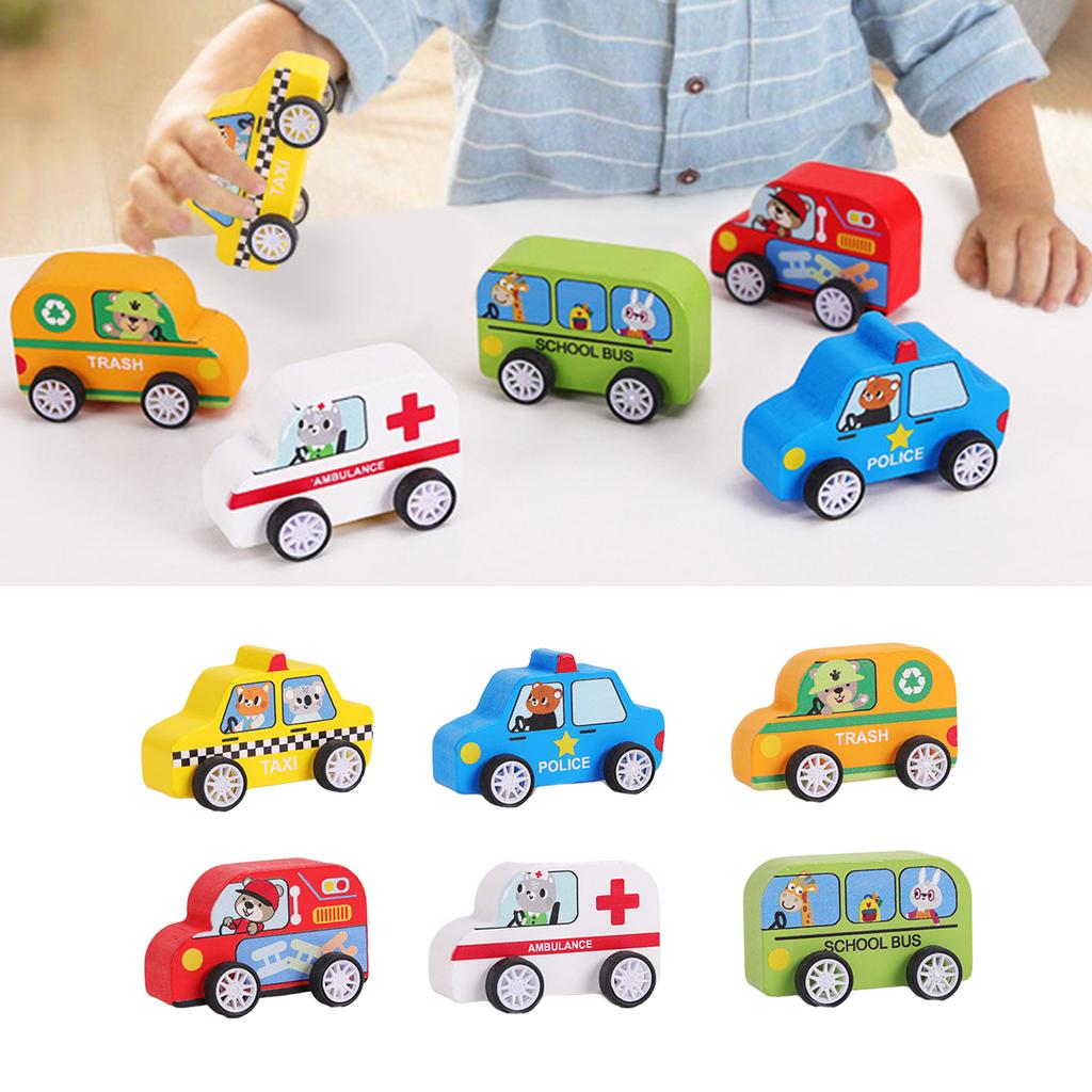 Entertaining Car Model Set Vehicle School Bus Inertial Car for Preschool Kids Birthday Gift Realistic Car Model Set of 6