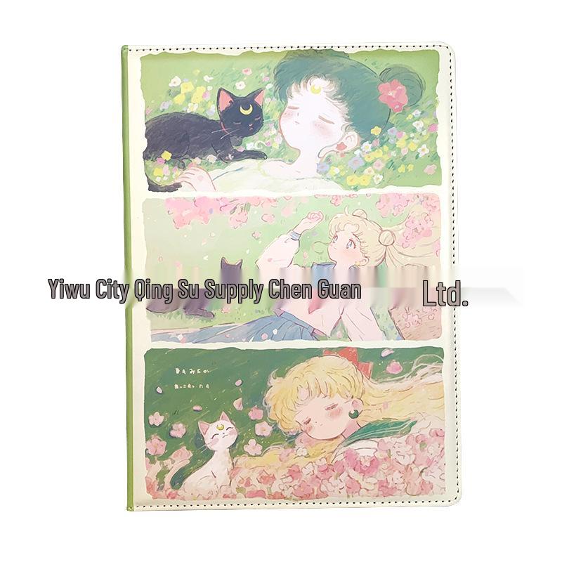 B5 Anime Spring Beauty Notebook: Leather Hardcover Diary & Planner A-244