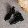Mid-heel Women's Shoes for Autumn and Winter, New Thick-heeled Fashion Boots with Fleece