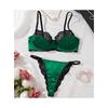 Conjunto de sujetador Exy verde oscuro, conjunto sexual de lencería fina de encaje, conjunto de sujetador pequeño para pechos grandes
