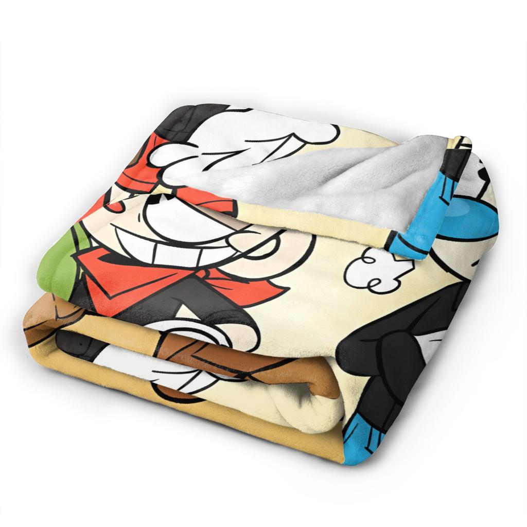 Cupheads & Mugmans Blanket Quality Warm Soft Cartoon Bedding Throws Winter Kids Couch Chair Sofa Bed Fashion Bedspread