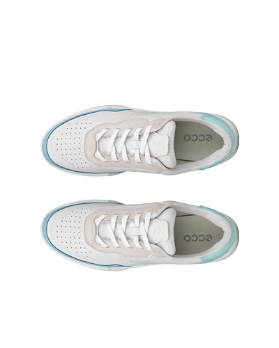 ECCO Street Court Casual Sneakers, Genuine Leather, Women's Casual Sneakers, Aquatic/White/Emerald, Size 23.5cm, 3E